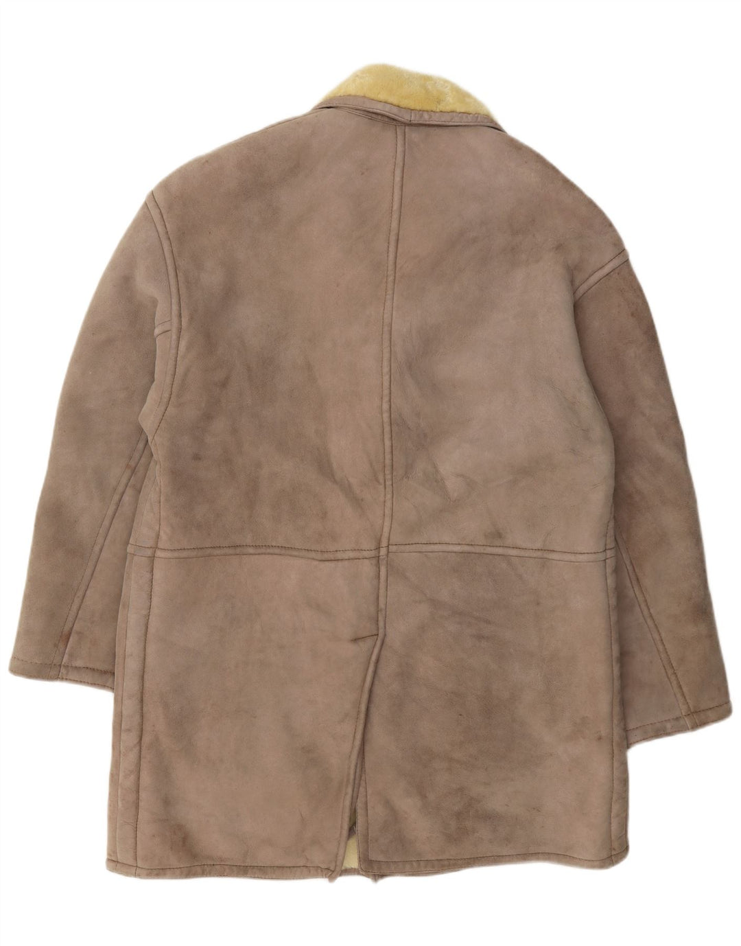 Emme Herren Shearling Overcoat UK 36 Small Grey Colourblock