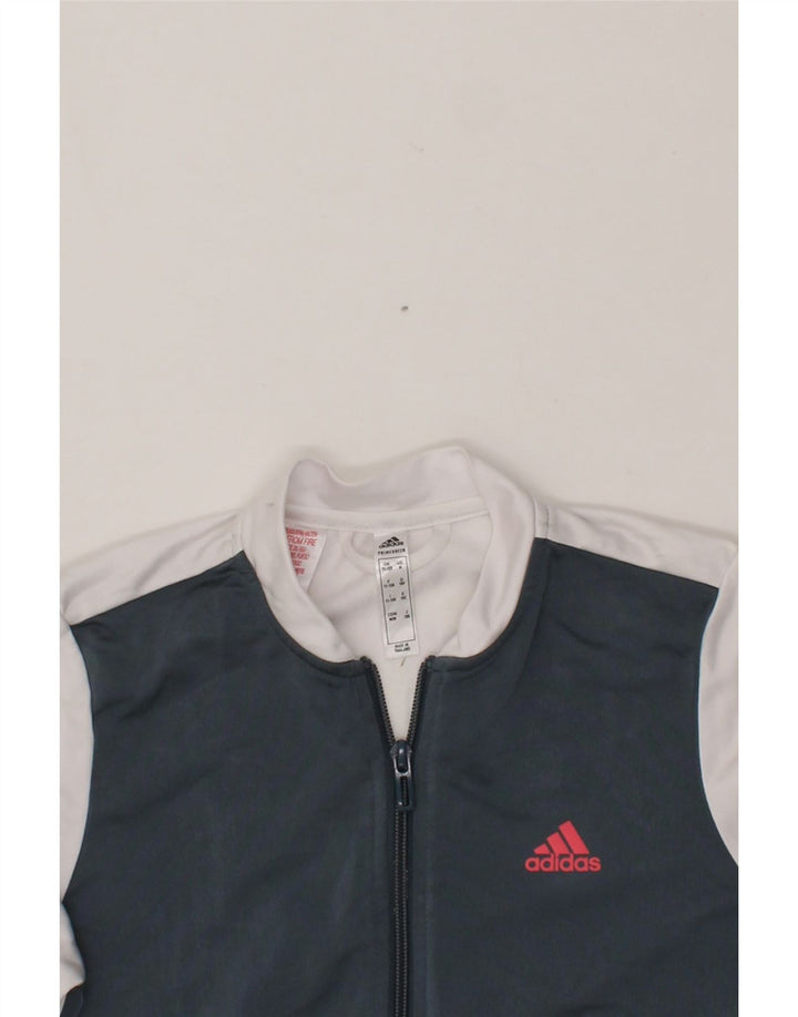 ADIDAS Boys Tracksuit Top Jacket 11-12 Years White Colourblock Polyester Vintage Adidas and Second-Hand Adidas from Messina Hembry 