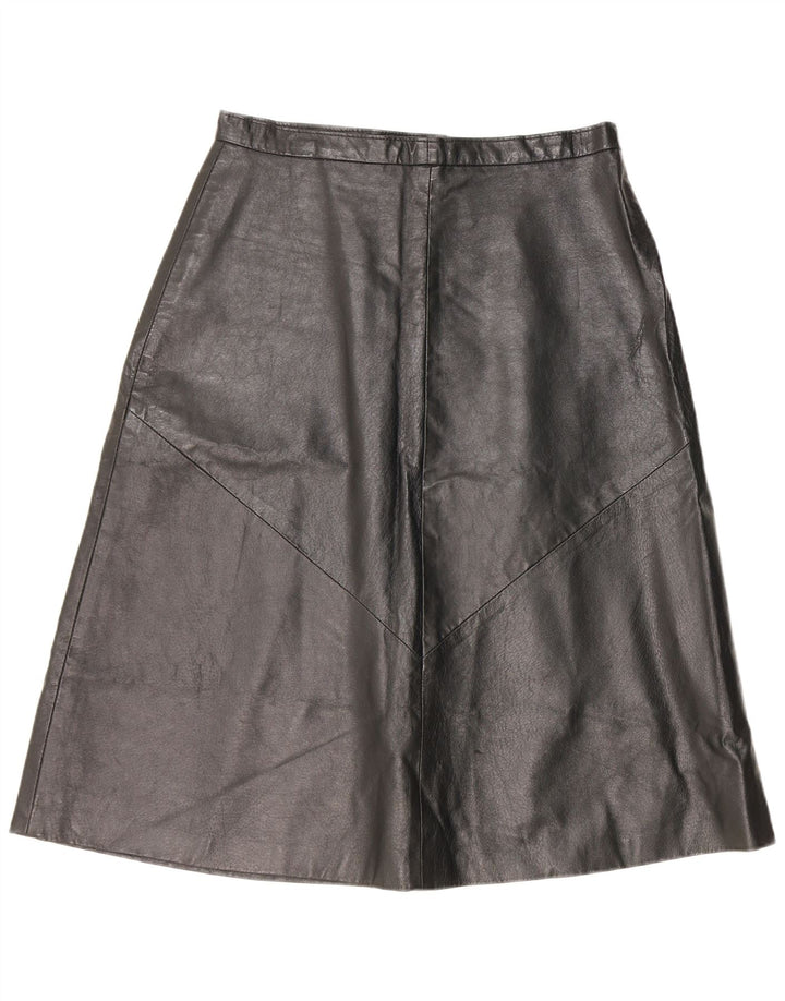 Vintage Damen Lederrock IT 52 2XL W32 Schwarz