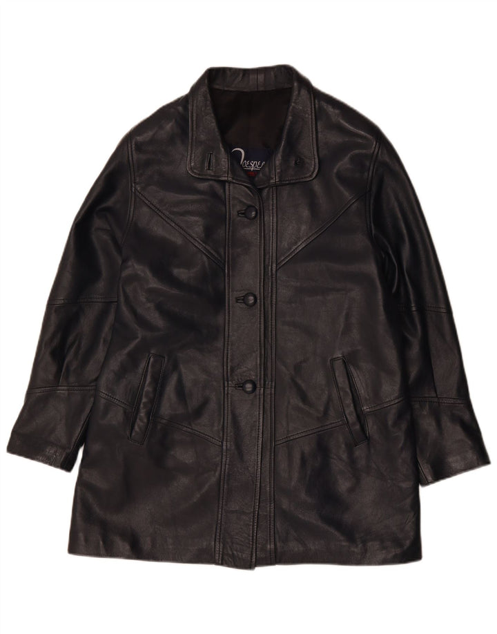 Vintage Damen Lederjacke UK 14 Mittelschwarzes Leder