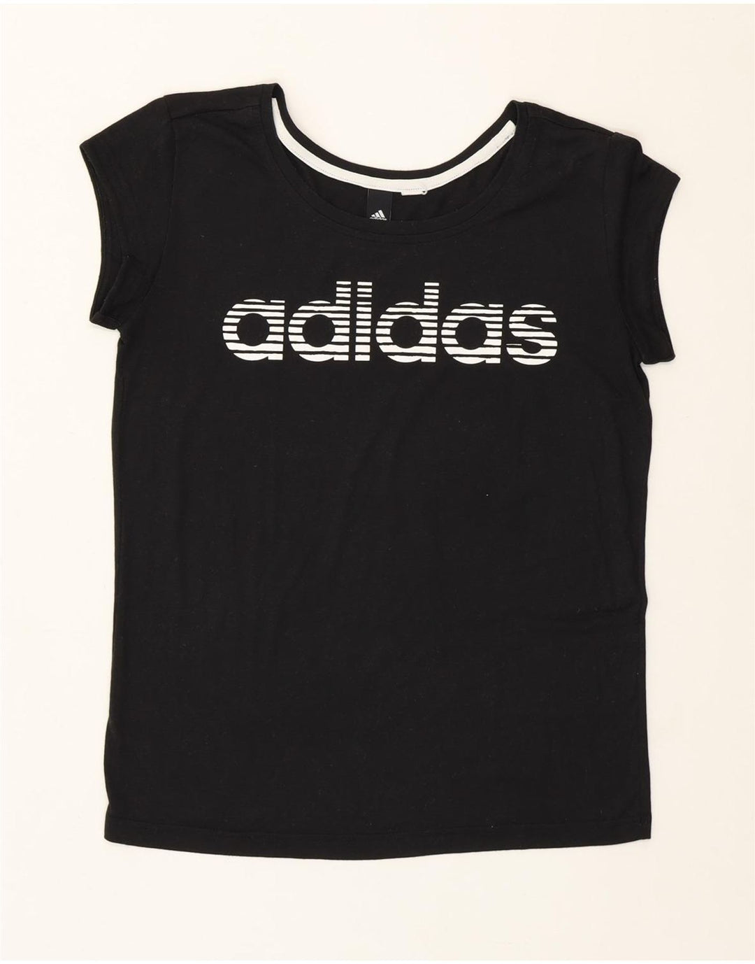 Adidas Damen Graphic T-Shirt Top UK 12 Medium Schwarz