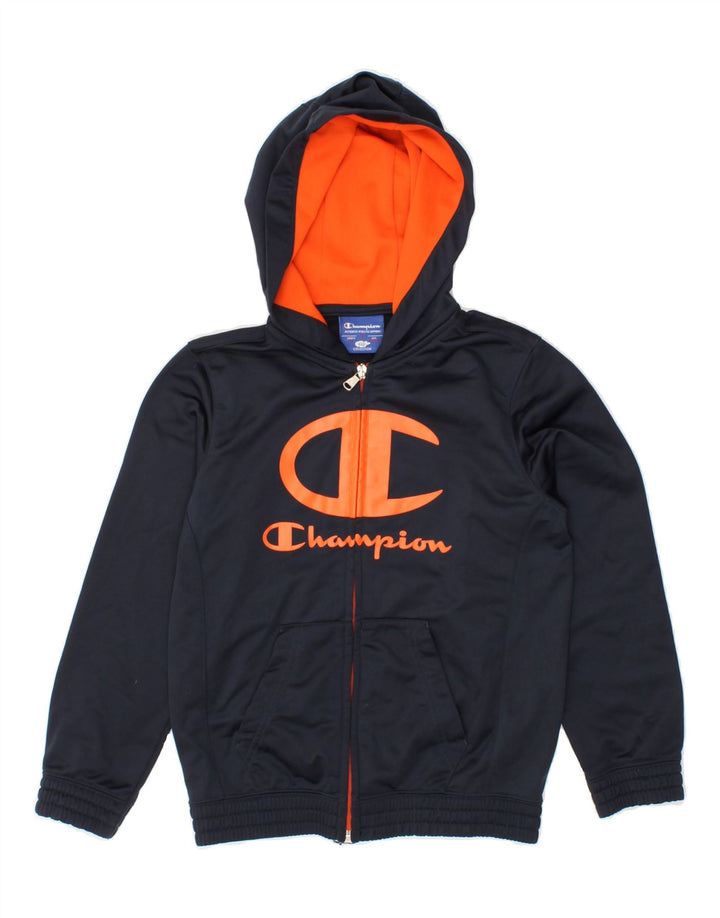 CHAMPION Boys Graphic Hoodie Jumper 7-8 Years  Small Navy Blue Polyester Vintage Champion and Second-Hand Champion from Messina Hembry 