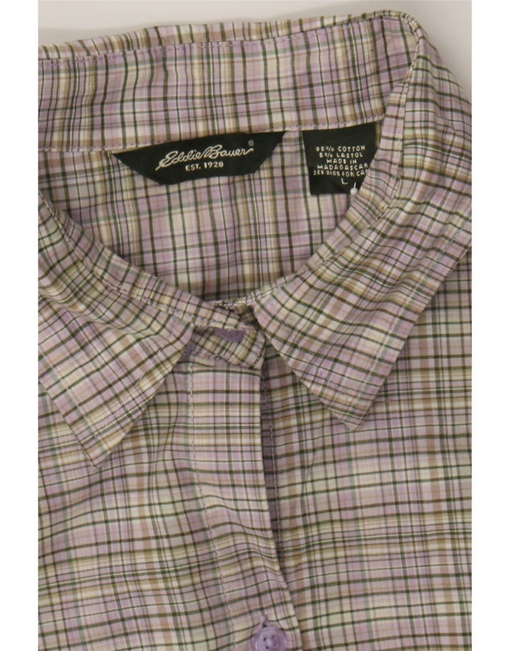 EDDIE BAUER Womens 3/4 Sleeve Shirt UK 16 Large Grey Check Cotton Vintage Eddie Bauer and Second-Hand Eddie Bauer from Messina Hembry 