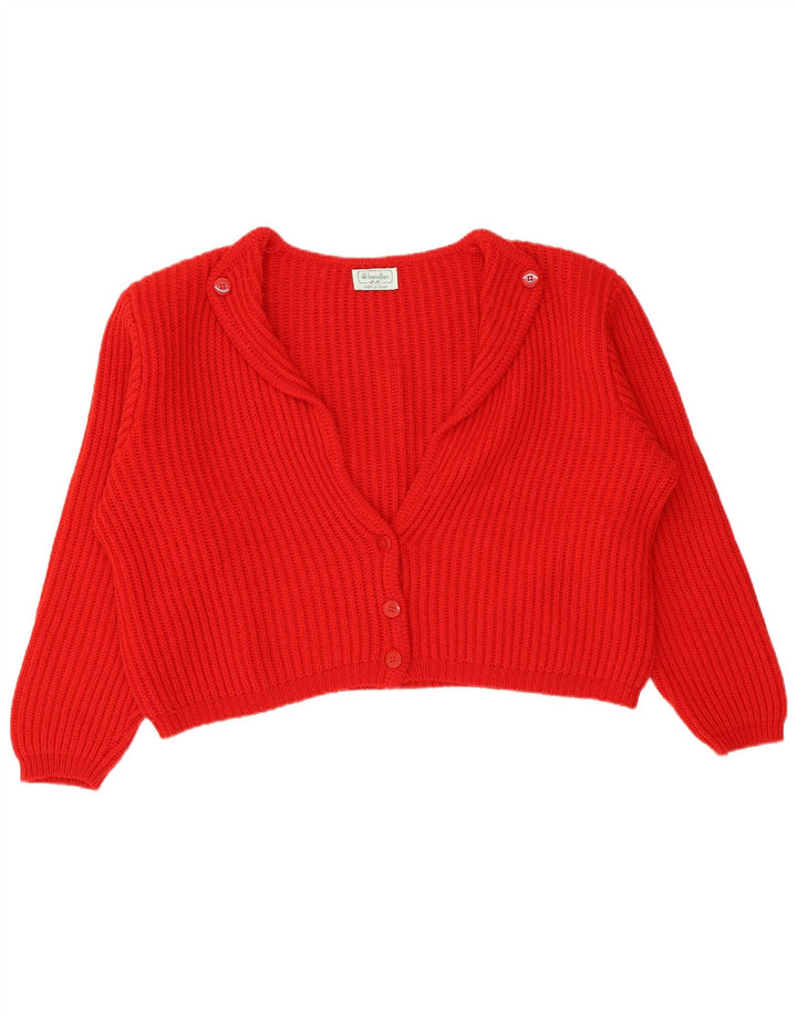 Benetton Womens Crop Oversized Cardigan Pullover IT 48 XL Rote Wolle
