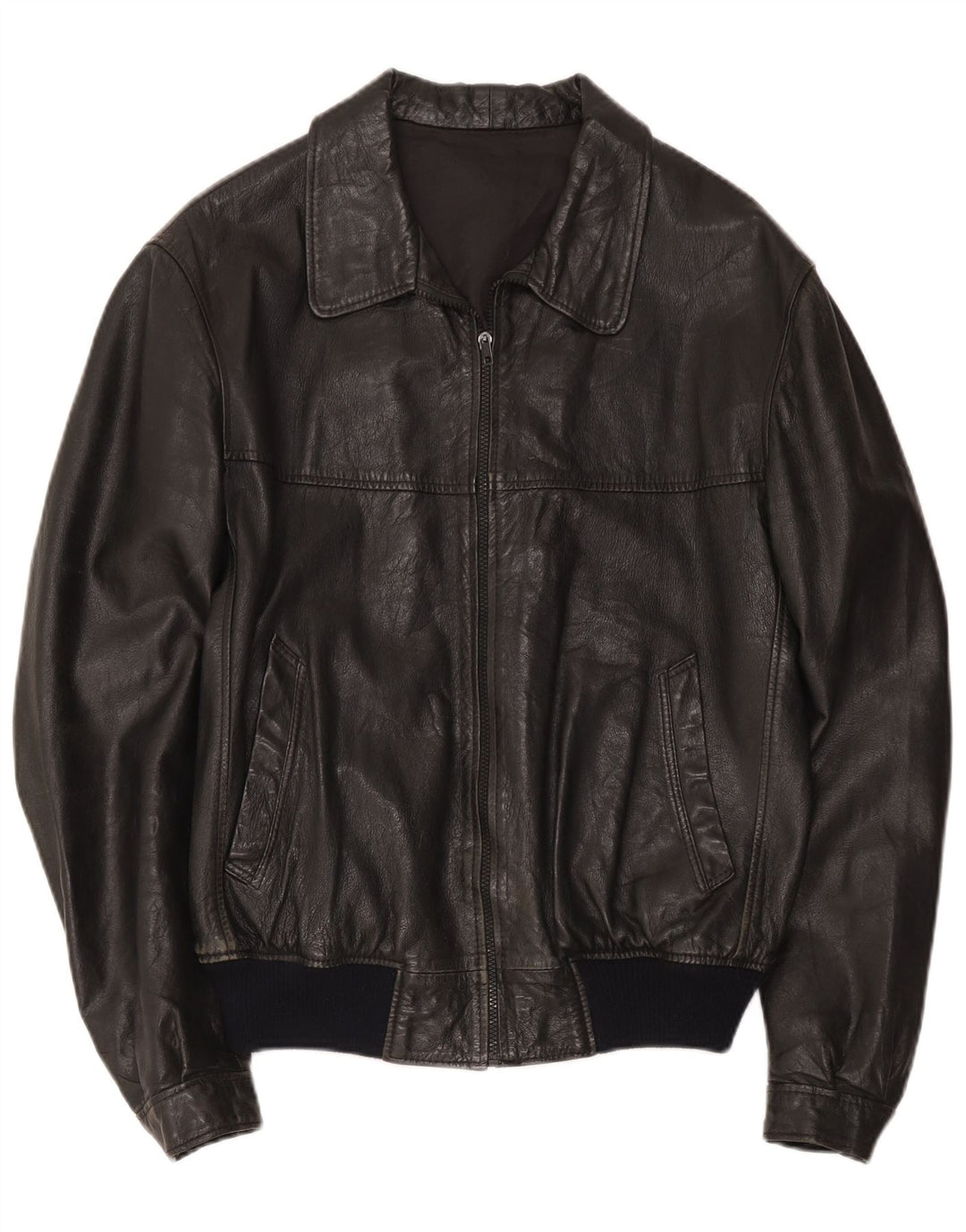 Vintage Herren Lederjacke IT 48 Medium Schwarz