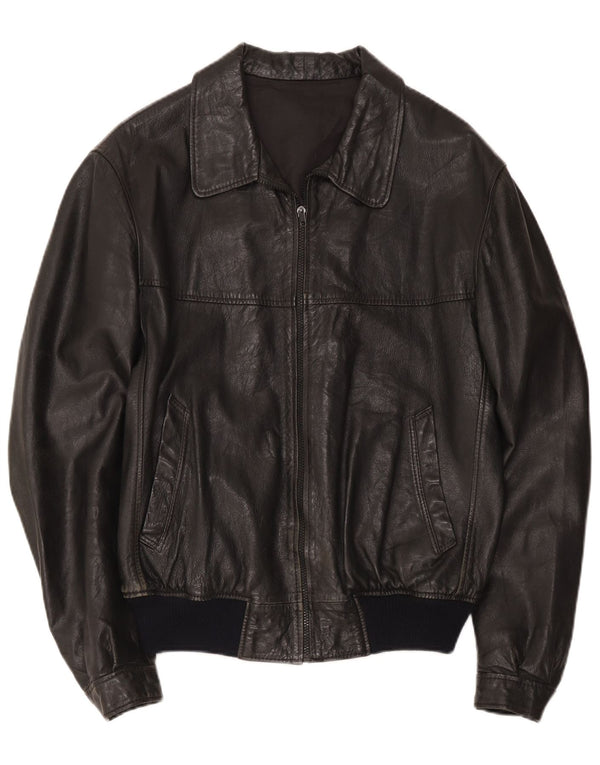 Vintage Herren Lederjacke IT 48 Medium Schwarz