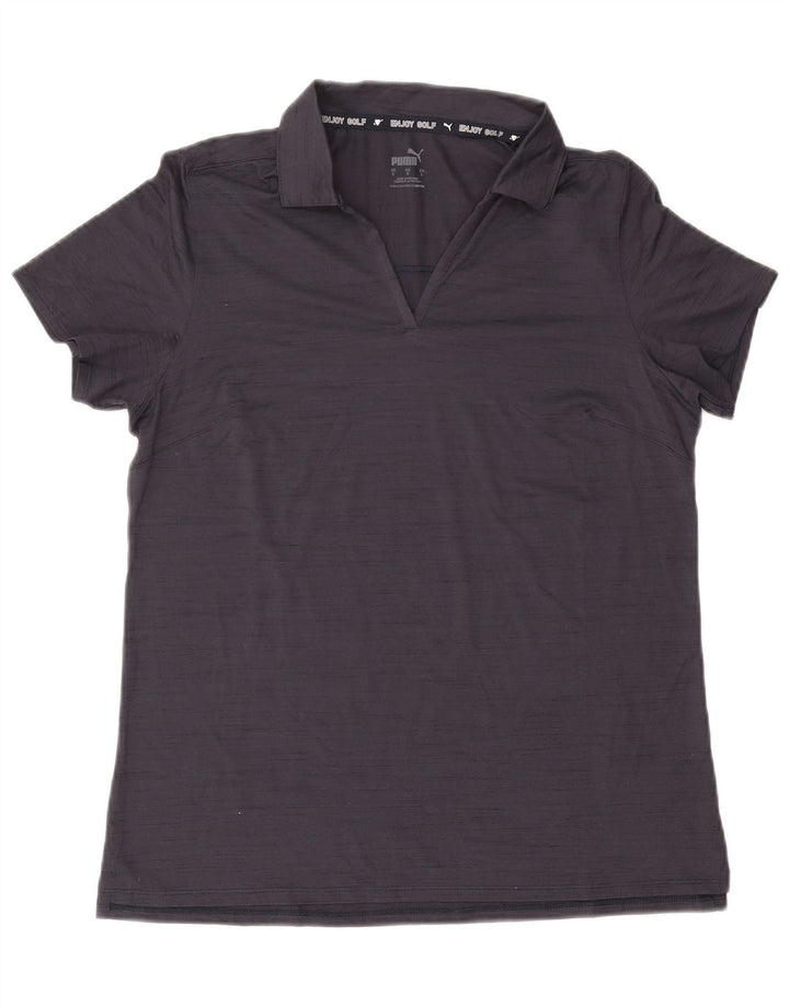 PUMA Damen Poloshirt UK 14 Large Marineblau geflecktes Polyester