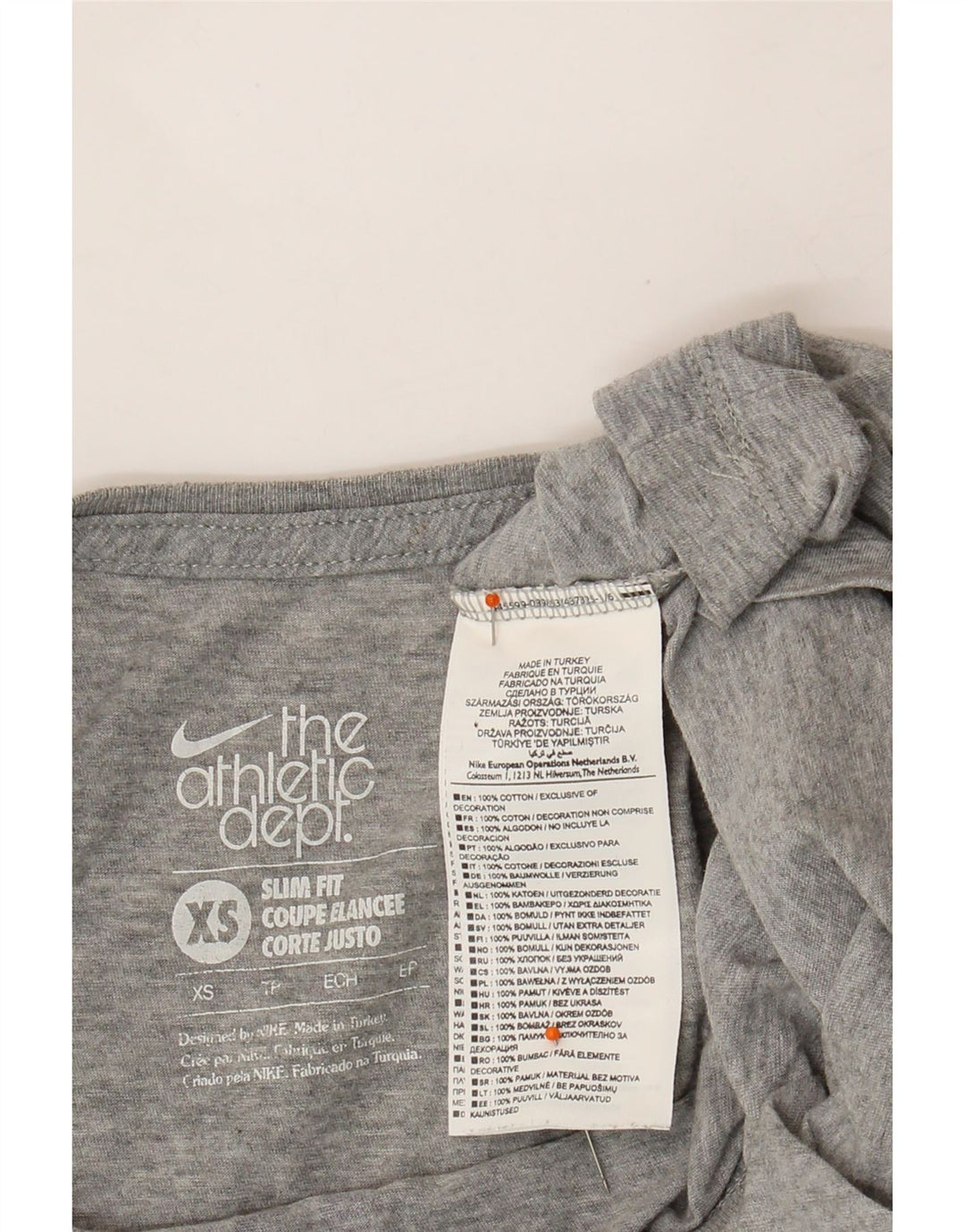 NIKE Womens Slim Fit Graphic T-Shirt Top UK 4 XS Grey Cotton Vintage Nike and Second-Hand Nike from Messina Hembry 