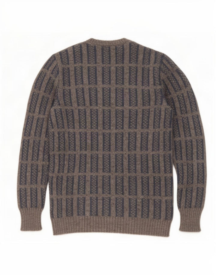 Vintage Herren Pullover mit V-Ausschnitt IT 52 Großer grauer Karo