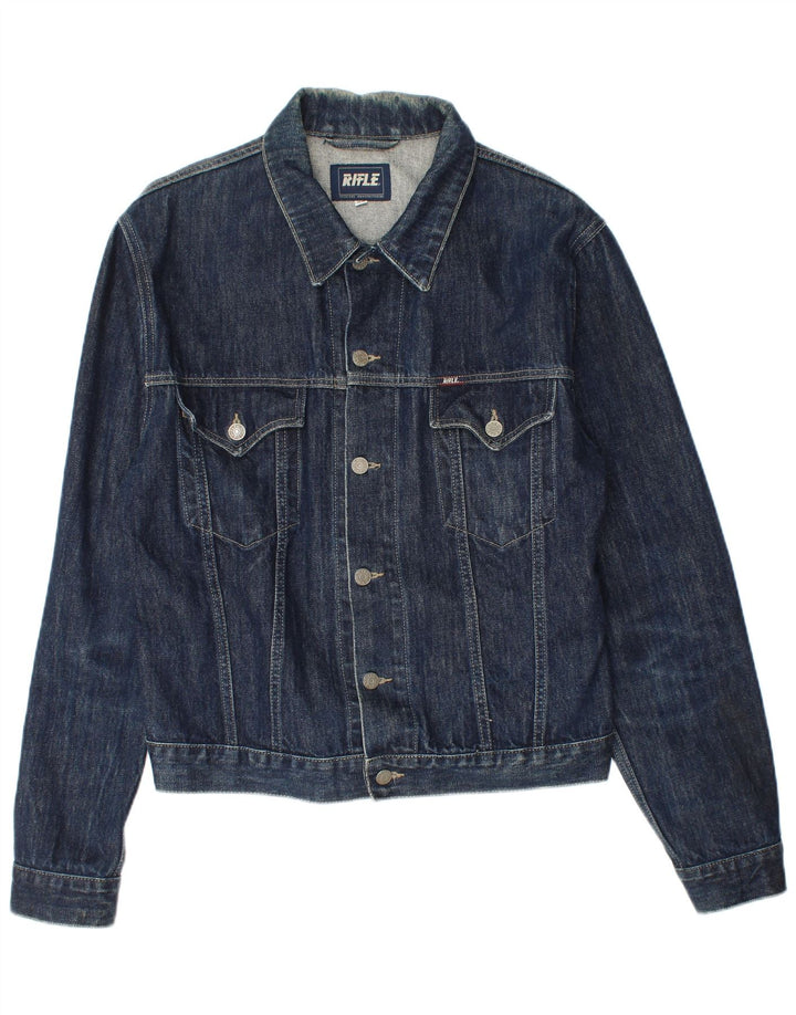 RIFLE Damen Jeansjacke UK 18 XL Marineblaue Baumwolle