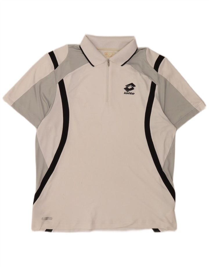 Lotto Herren-Poloshirt, groß, weißes Colourblock-Polyester