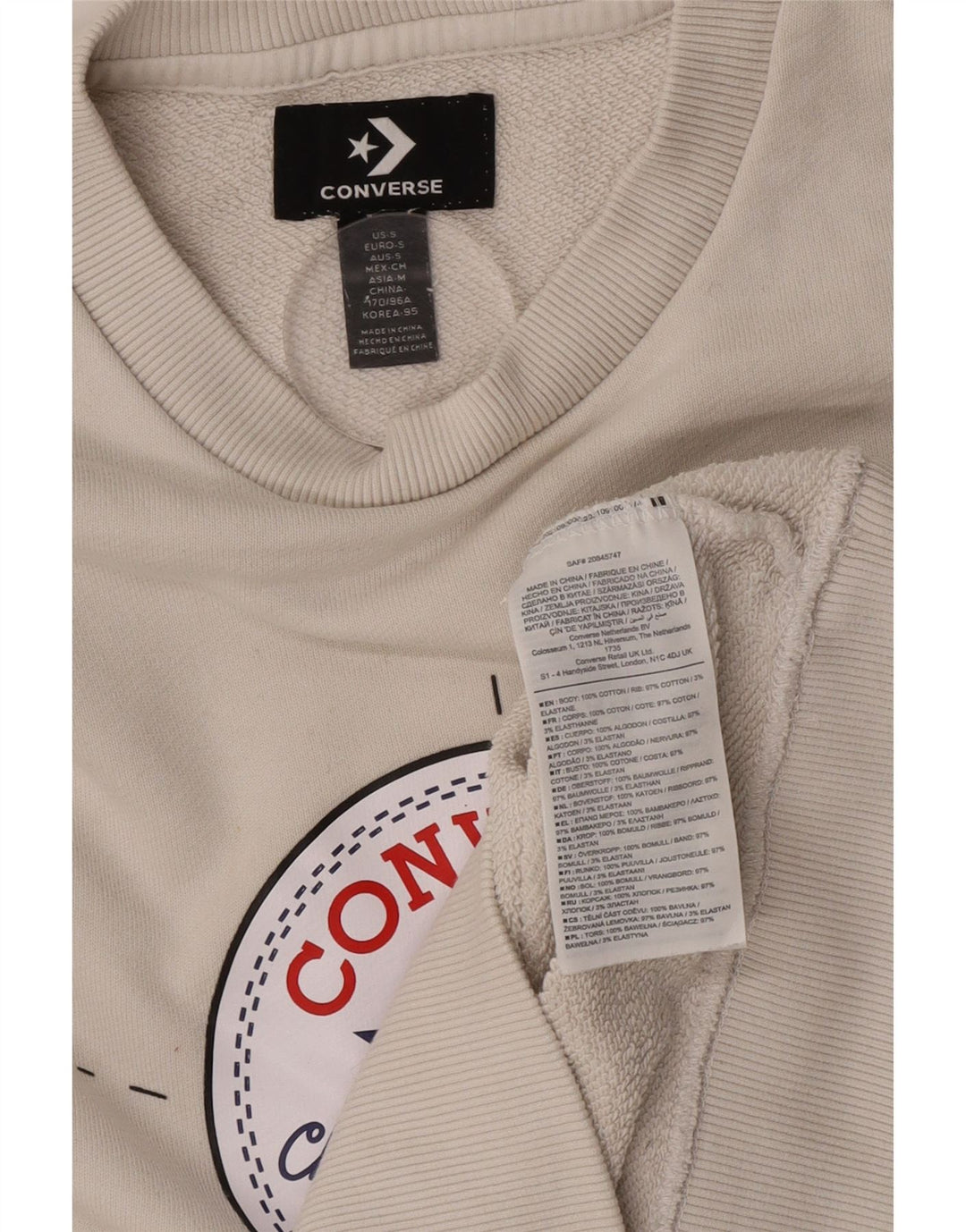 Converse Herren Chuck Taylor Graphic Sweatshirt Pullover Mittelbeige Baumwolle