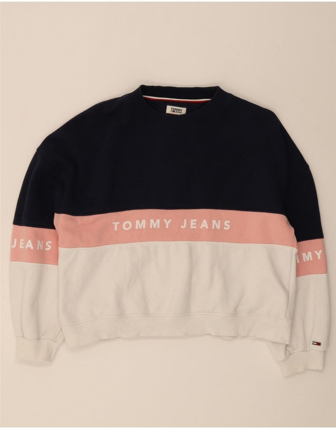TOMMY HILFIGER Womens Graphic Sweatshirt Jumper UK 10 Small Multicoloured Vintage Tommy Hilfiger and Second-Hand Tommy Hilfiger from Messina Hembry 