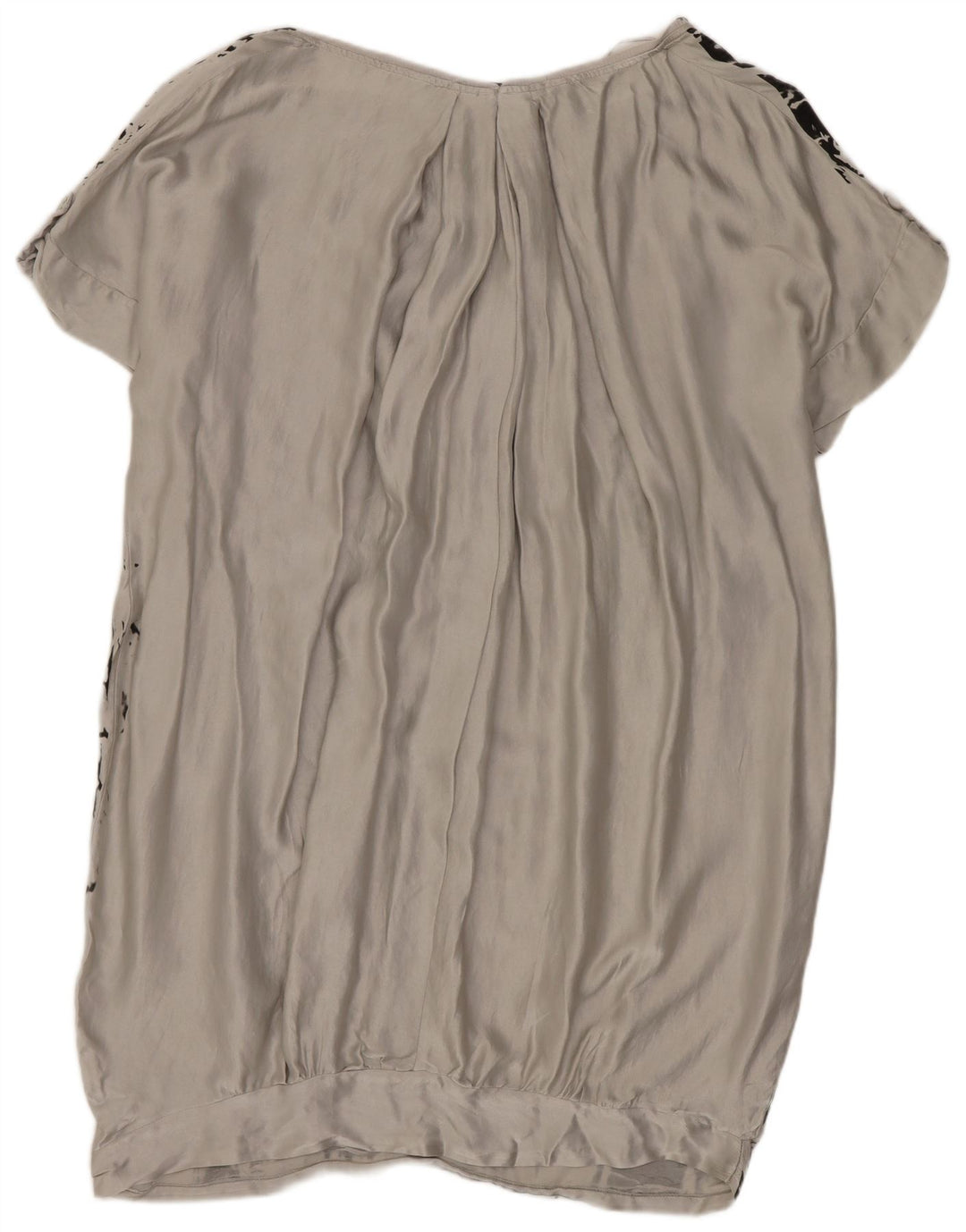 Zara Damen-Kleid mit abstraktem Muster, übergroßes Blasenkleid, UK 14, mittelgraue Seide