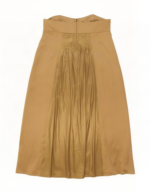 Trägerloses Damenkleid von Monsoon, UK 22 3XL, goldfarbene Colourblock-Seide