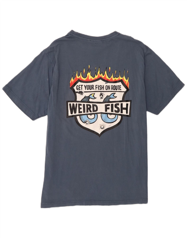 Weird Fish Herren Grafik T-Shirt Top XL Blau Baumwolle