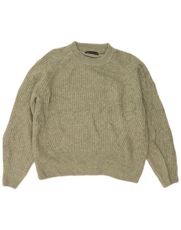 Marks & Spencer Damen-Pullover mit Rundhalsausschnitt, Gr. 16, Größe L, grünes Acryl