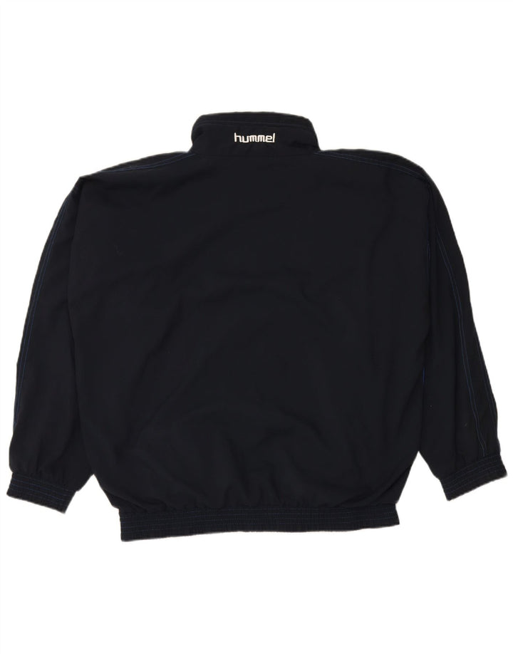 HUMMEL Mens Tracksuit Top Jacket Medium Navy Blue Colourblock Polyester