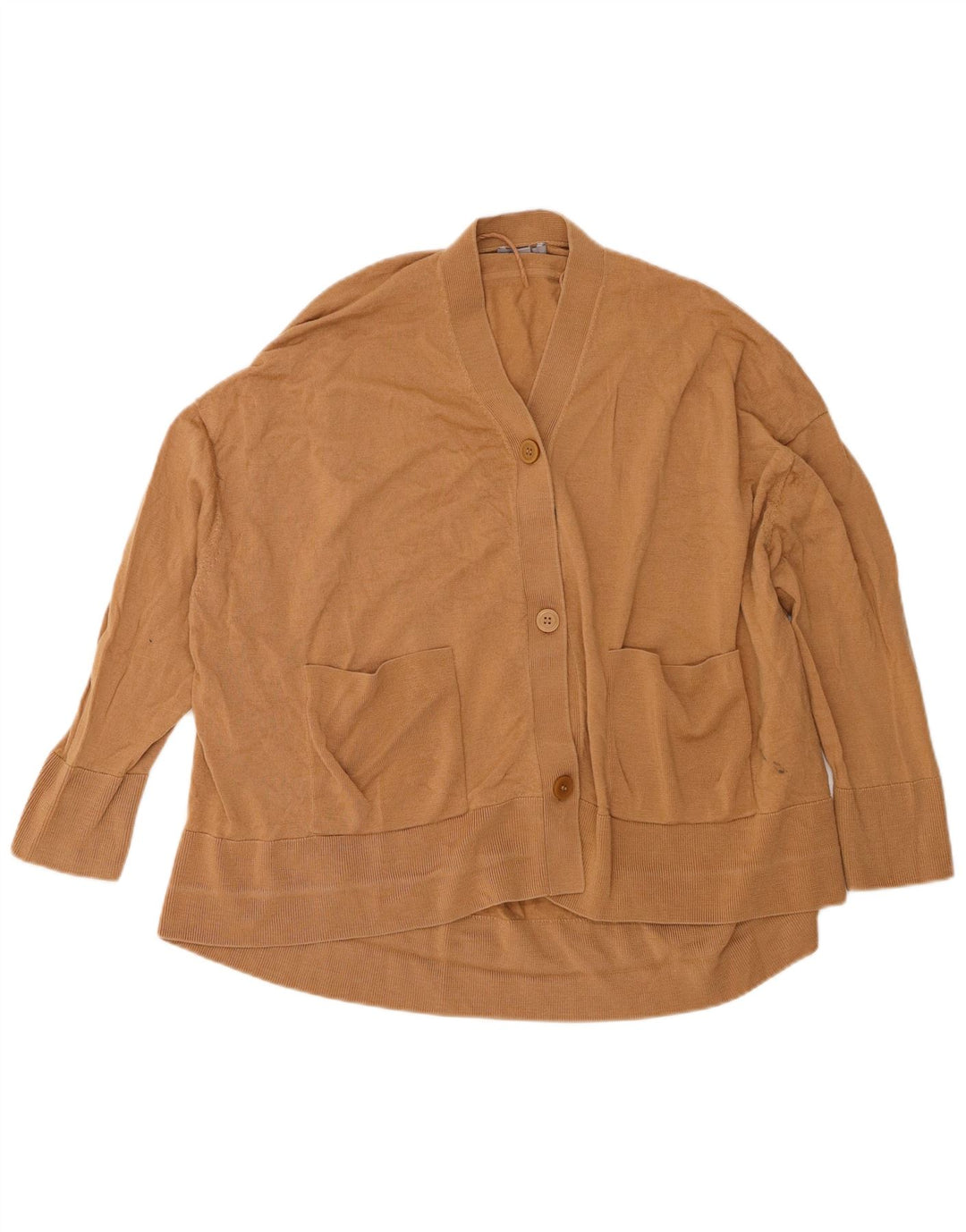 Cos Damen-Strickjacke in Übergröße, UK 14, mittelbeige Wolle