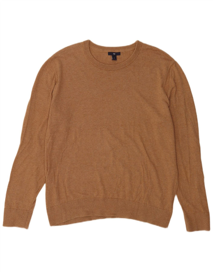 Gap Herren-Pullover mit Rundhalsausschnitt, groß, braune Baumwolle