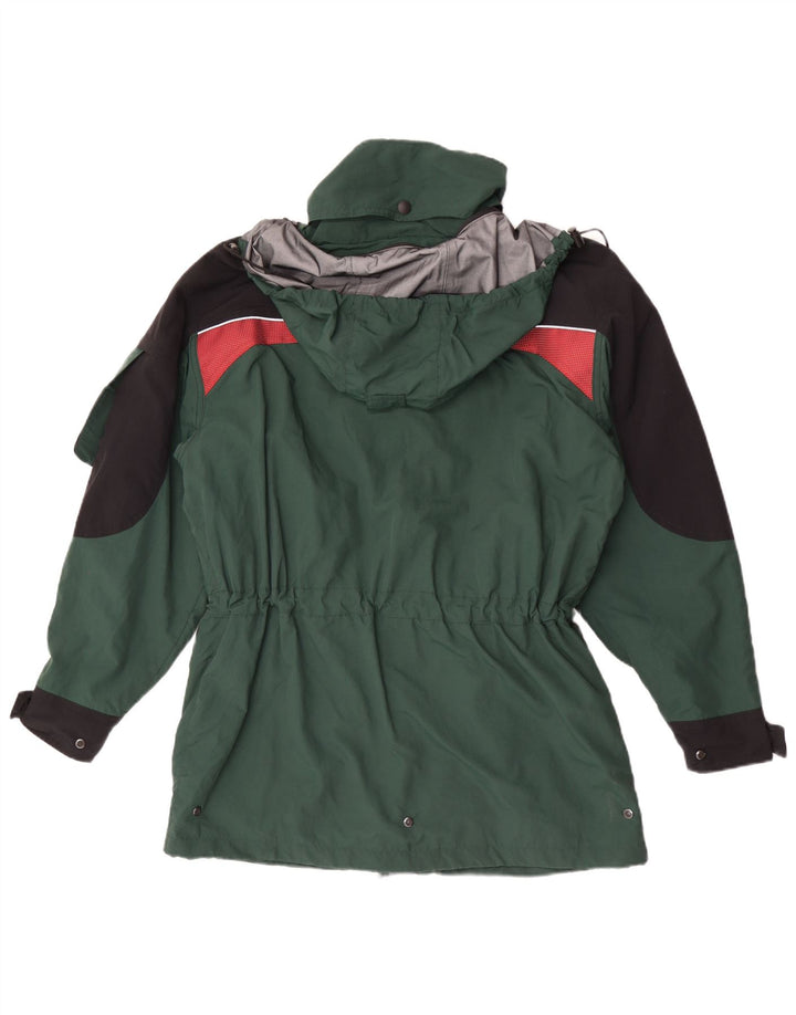 Vintage Herren Regenjacke mit Kapuze UK 40 Großes grünes Polyamid