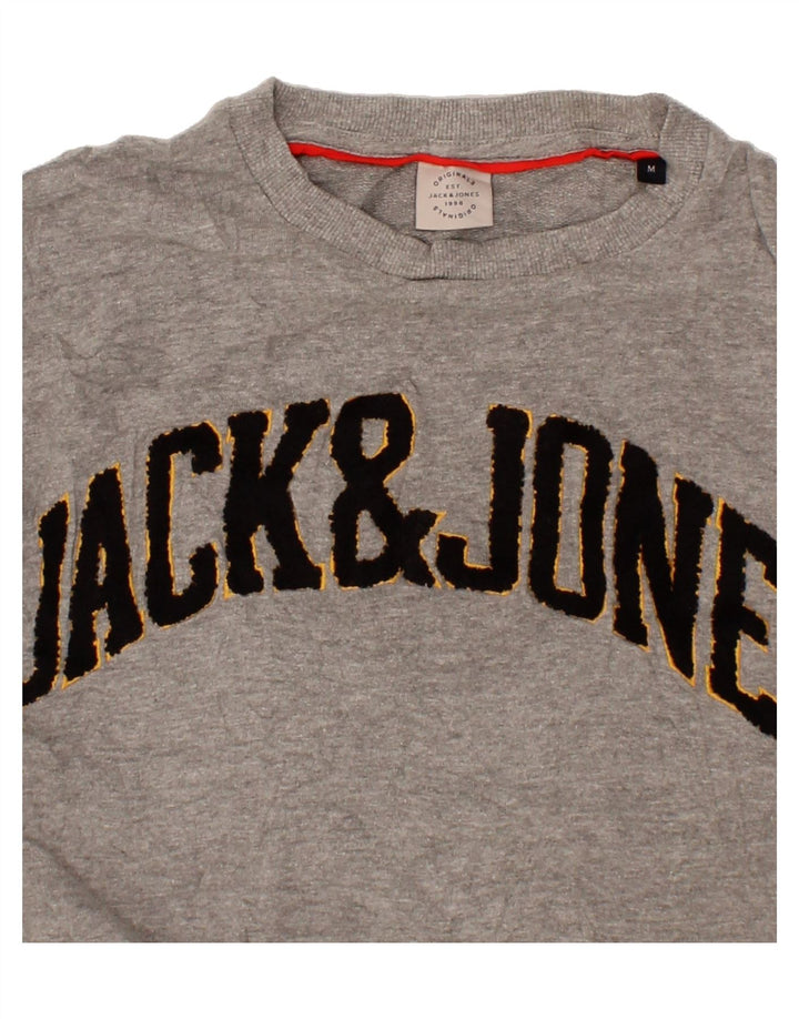 JACK & JONES Mens Graphic Sweatshirt Jumper Medium Grey Cotton Vintage Jack & Jones and Second-Hand Jack & Jones from Messina Hembry 