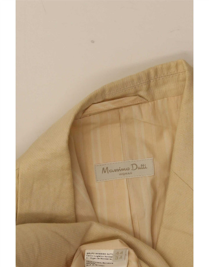 Massimo Dutti Damen 1-Knopf-Blazerjacke EU 44 XL Beige Leinen
