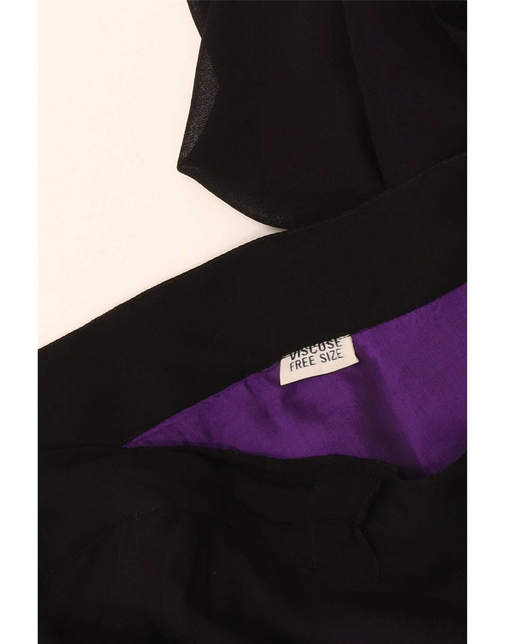 Vintage Damen Wickelrock Einheitsgröße W48 Schwarze Viskose