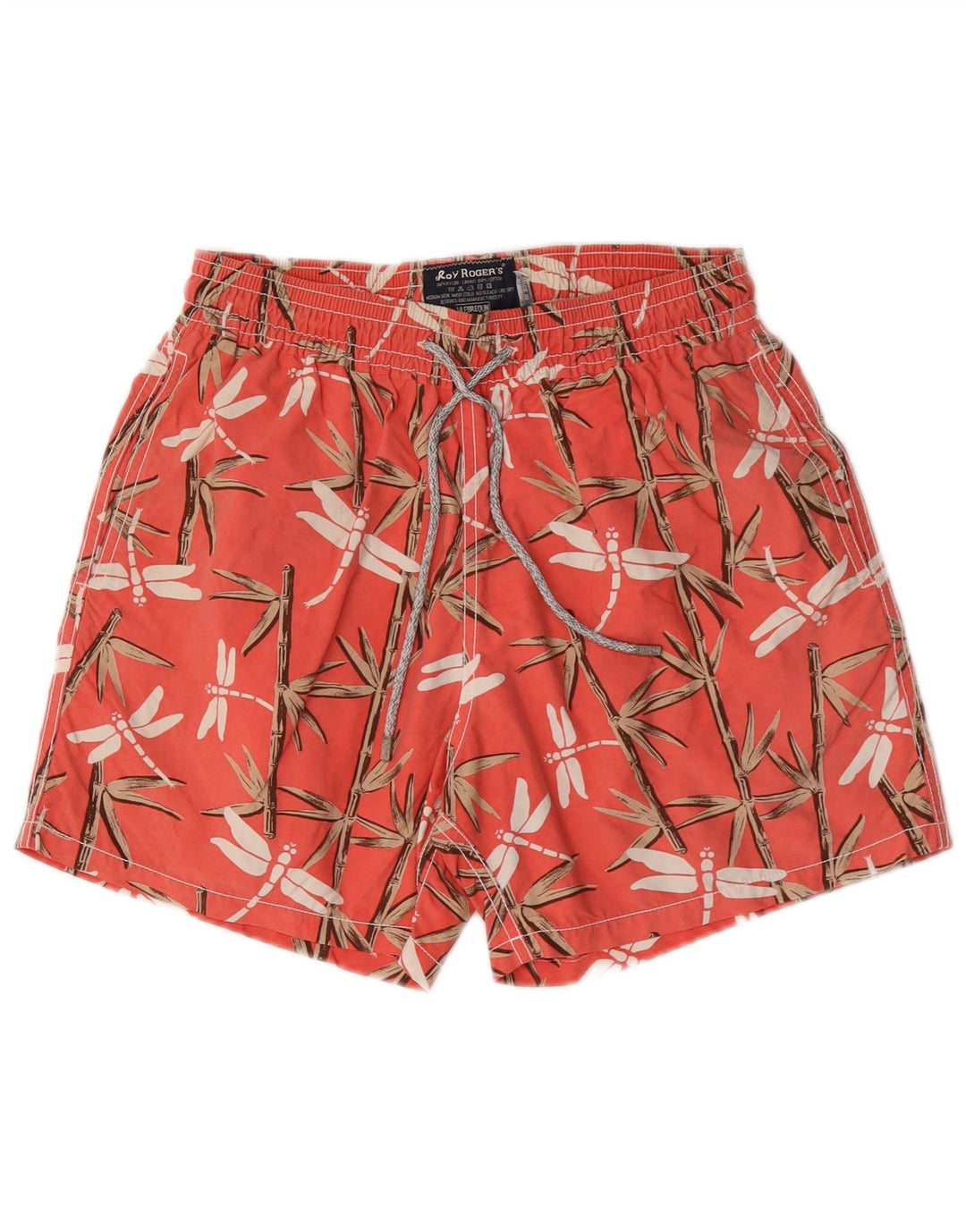 Roy Rogers Herren-Badeshorts aus mittelrotem Nylon mit Blumenmuster