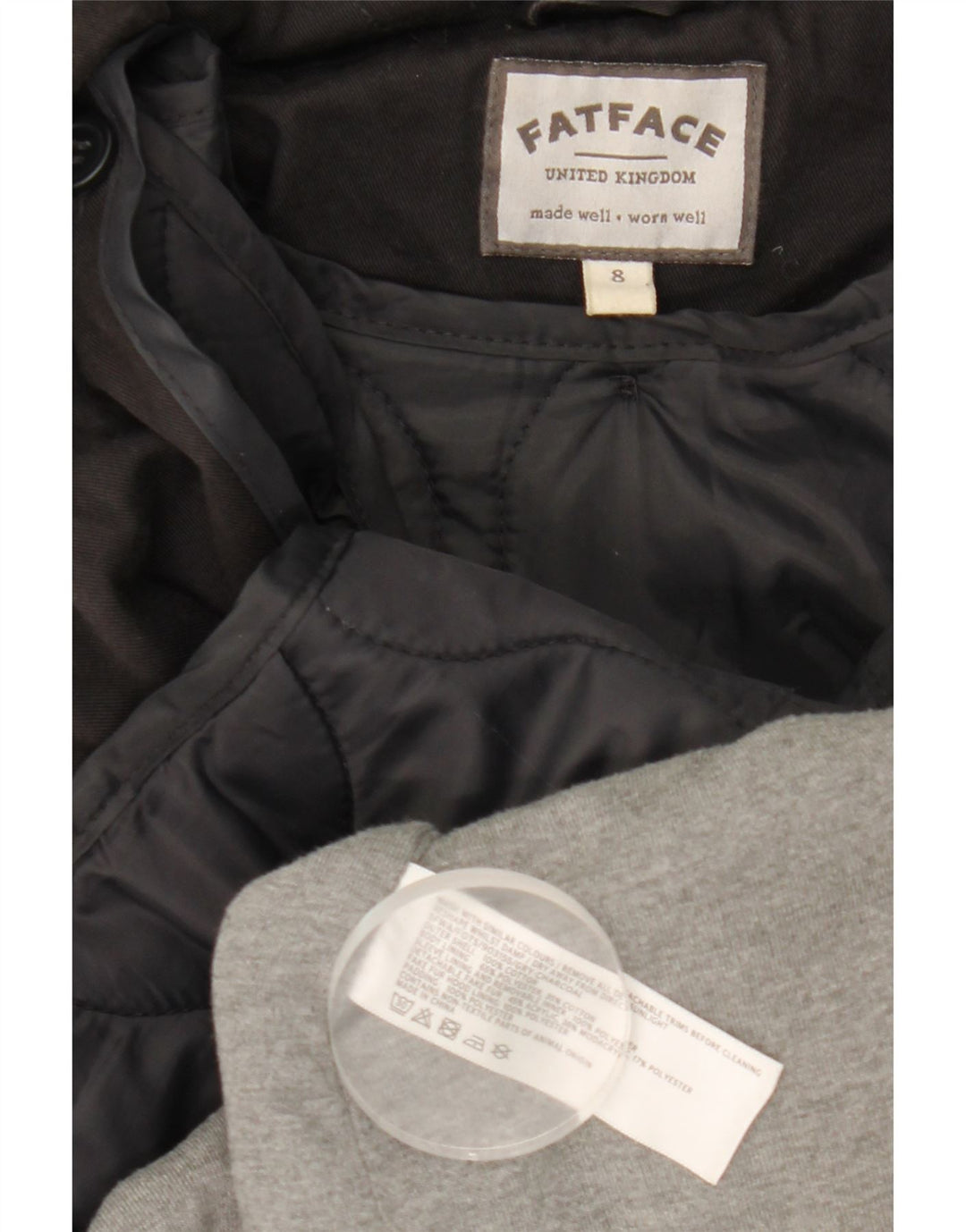 Fat Face Damen-Parka mit Kapuze, Größe S, Größe S, Schwarz, Baumwolle