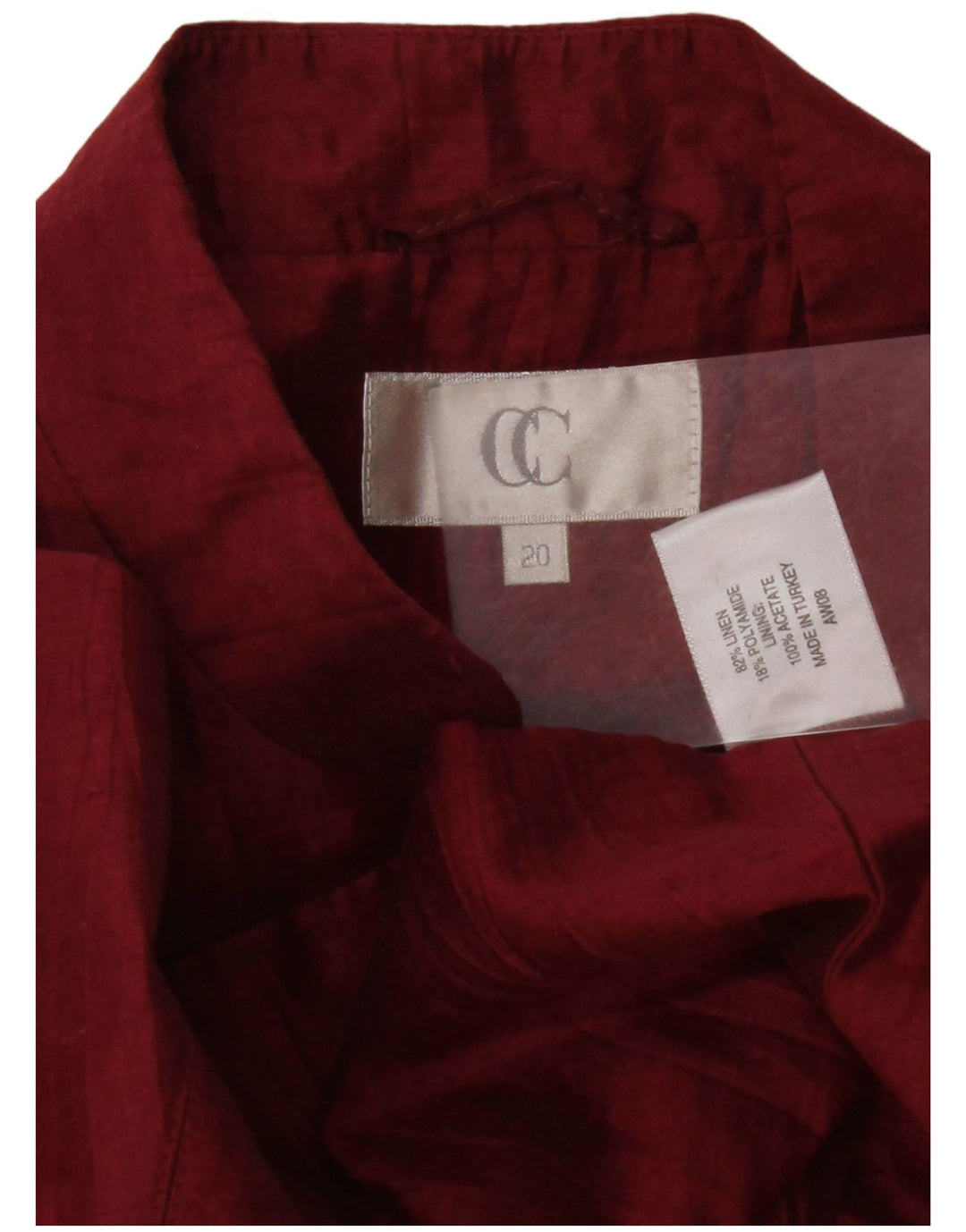 CC Damen-Blazerjacke mit 1 Knopf, UK 20 2XL, Burgunderrot, Leinen