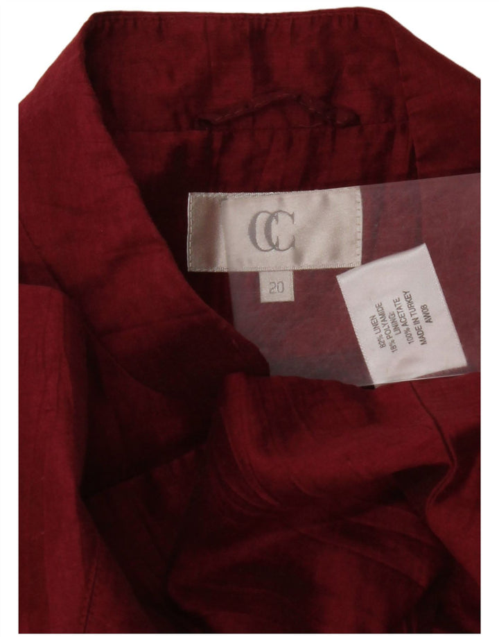 CC Damen-Blazerjacke mit 1 Knopf, UK 20 2XL, Burgunderrot, Leinen