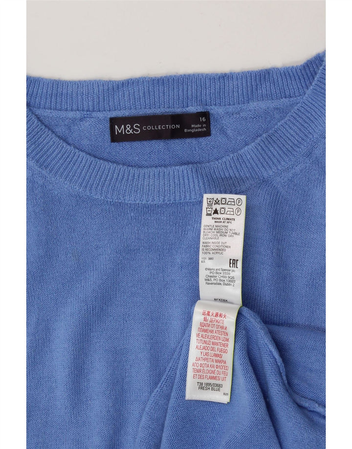 MARKS & SPENCER Damen-Pullover mit U-Boot-Ausschnitt, UK 16, Größe L, blau, Acryl
