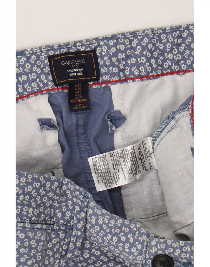 Gap Herren Khakis Chino Shorts W32 Mittelblaue geblümte Baumwolle