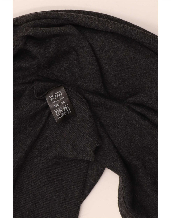 Marks & Spencer Damen Asymmetrischer Cardigan-Pullover UK 14 Mittelgrau