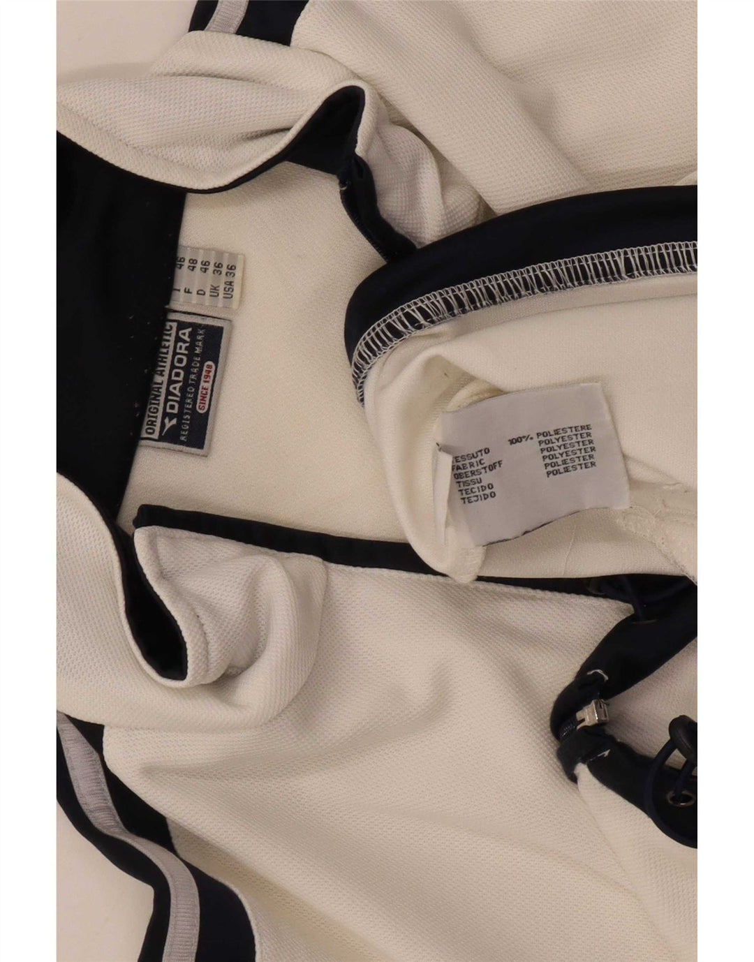 Diadora Herren-Trainingsanzugoberteil, Jacke, UK 36, Größe S, Weiß, Colourblock-Polyester