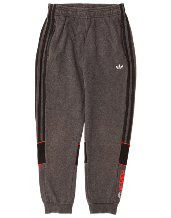 Adidas Jungen-Trainingshose mit grafischem Muster, 11–12 Jahre, graues Farbblockdesign