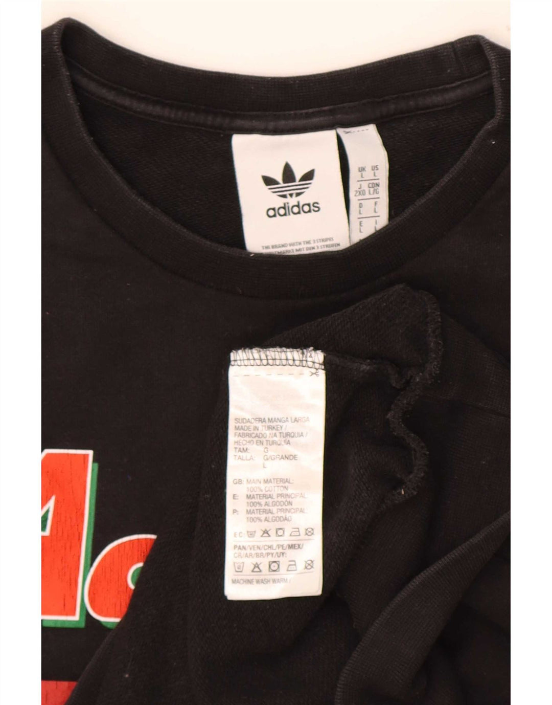 Adidas Herren Grafik-Sweatshirt-Pullover, groß, schwarze Baumwolle