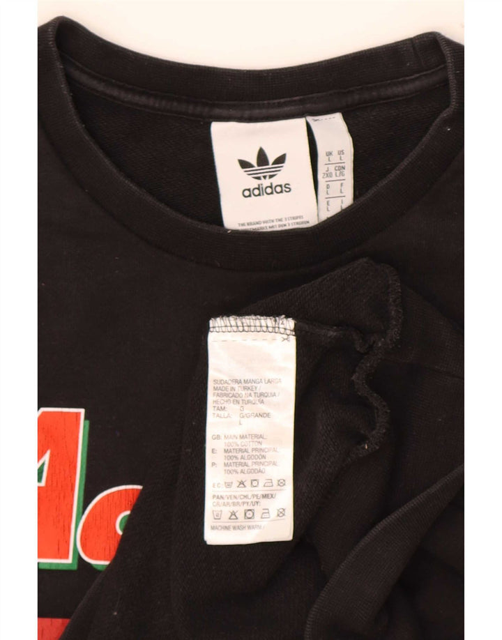 Adidas Herren Grafik-Sweatshirt-Pullover, groß, schwarze Baumwolle