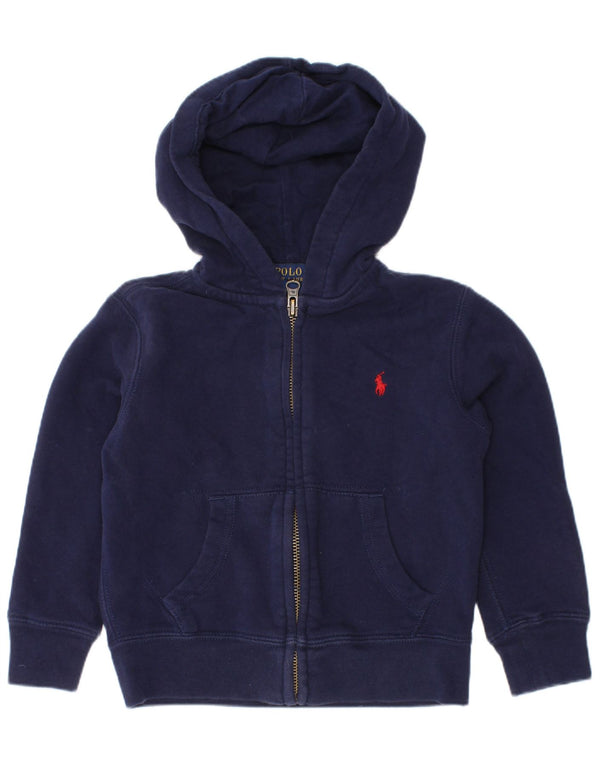 Polo Ralph Lauren Jungen-Kapuzenpullover mit Reißverschluss, 2–3 Jahre, marineblaue Baumwolle