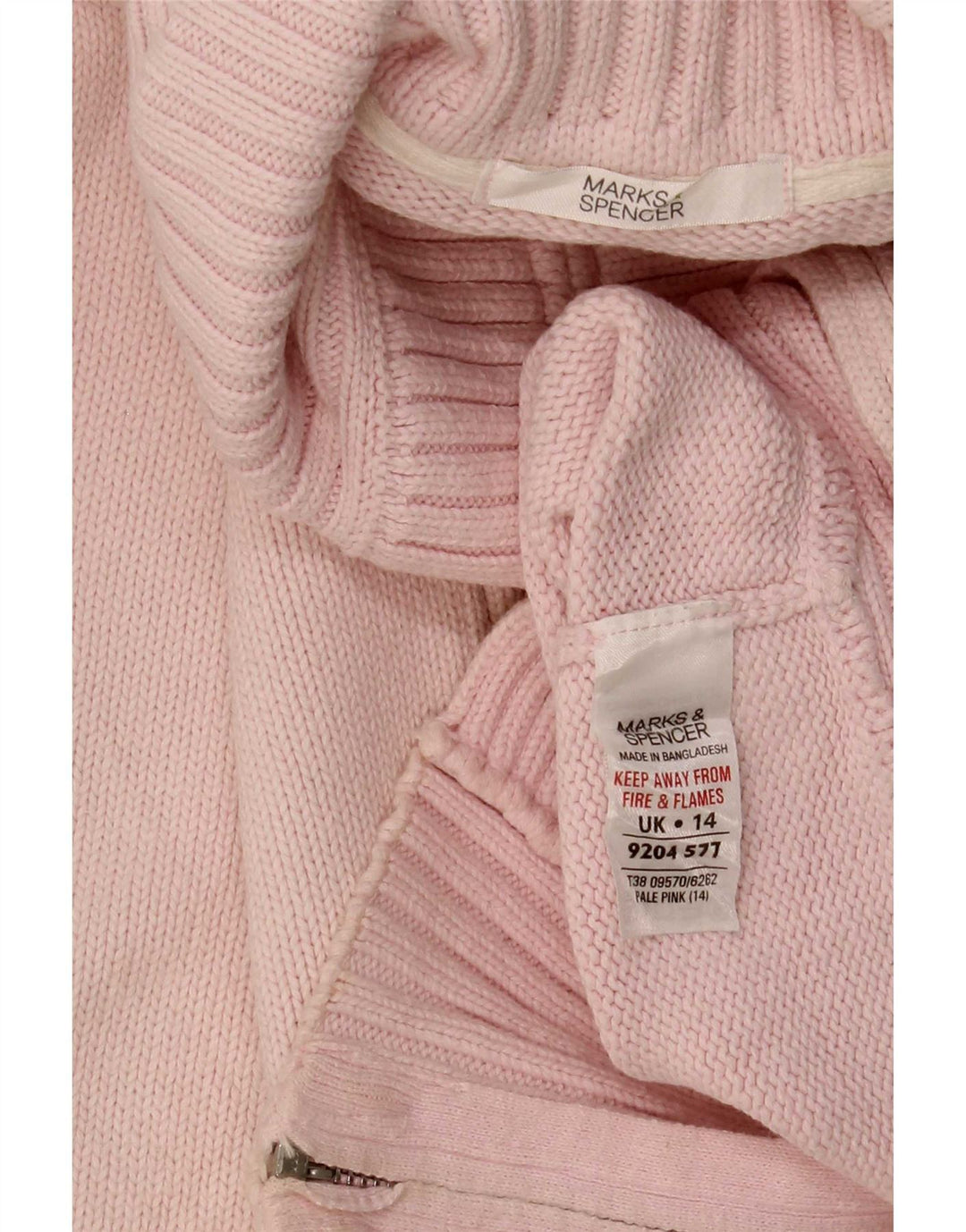 Marks & Spencer Damen-Cardigan mit Rollkragen, Gr. 14, mittelrosa, Baumwolle