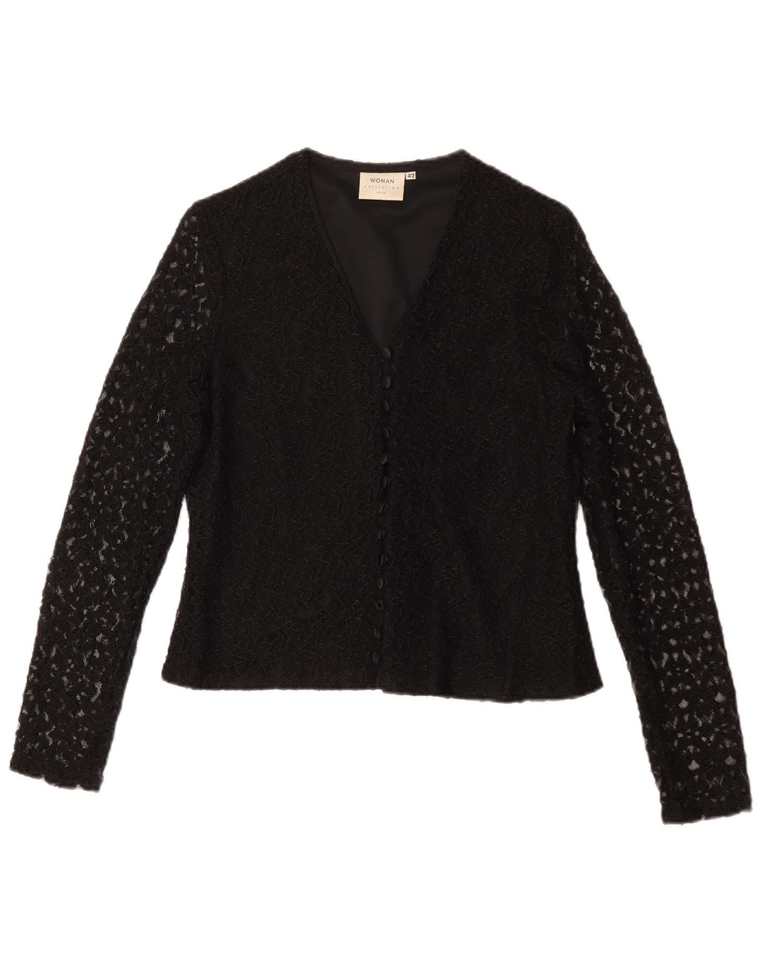 H&M Damen-Hemdbluse IT 42 Mittelschwarzes, geblümtes Nylon