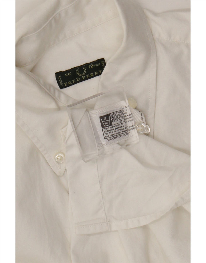 Fred Perry Jungen-Hemd, 11–12 Jahre, weiße Baumwolle