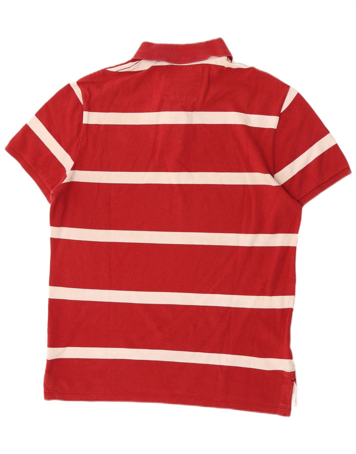 American Eagle Herren-Poloshirt, kurzärmelig, normale Passform, groß, rot gestreift