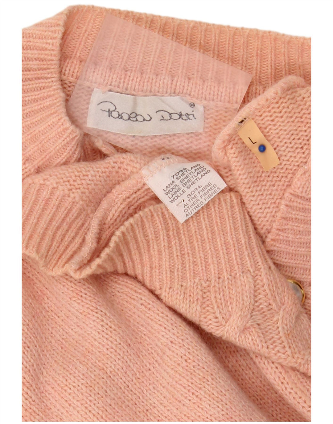 VINTAGE Damen Strickjacke Pullover UK 16 Große rosa geblümte Wolle
