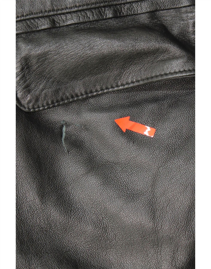 VINTAGE Womens Leather Coat UK 14 Medium Black Leather Vintage Vintage and Second-Hand Vintage from Messina Hembry 