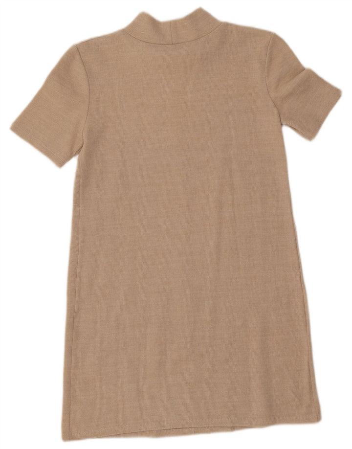 Zara Damen Etuikleid mit kurzen Ärmeln, Gr. 10, Größe S, Beige