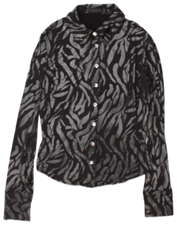 Guess Damen-Hemdbluse in Übergröße, Größe 36, XS, Schwarz, Polyester mit Animal-Print