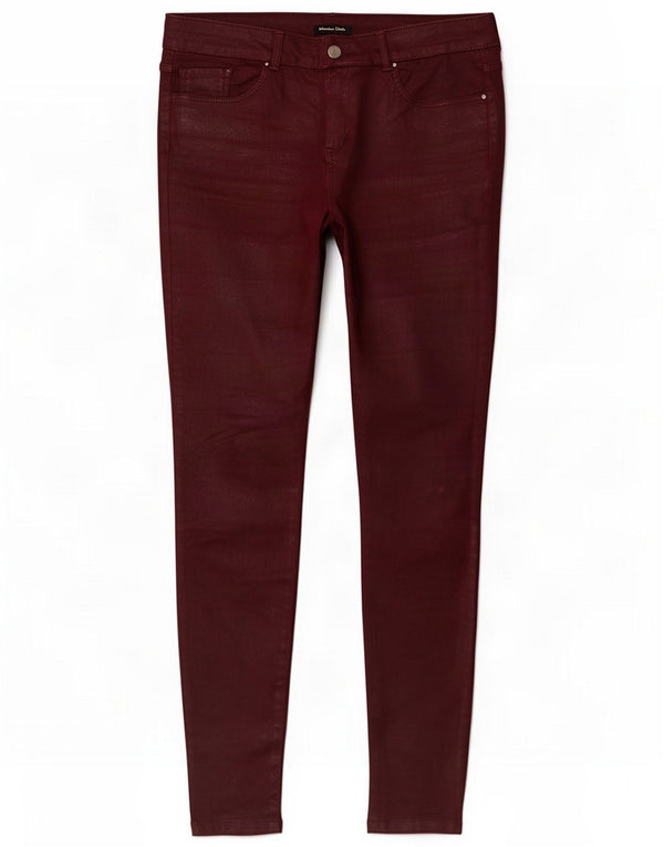 Massimo Dutti Damen gewachste Freizeithose EU 40 Medium W30 L29 Burgund