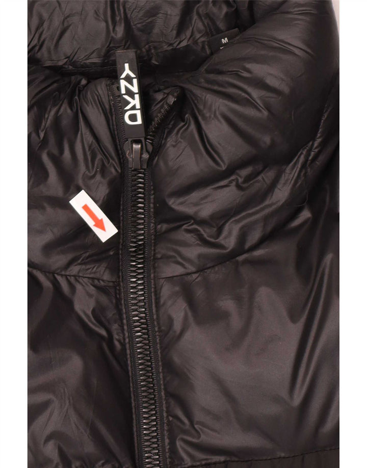 Dkny Herren Grafik-gepolsterte Jacke UK 38 Mittelschwarzes Colourblock-Nylon
